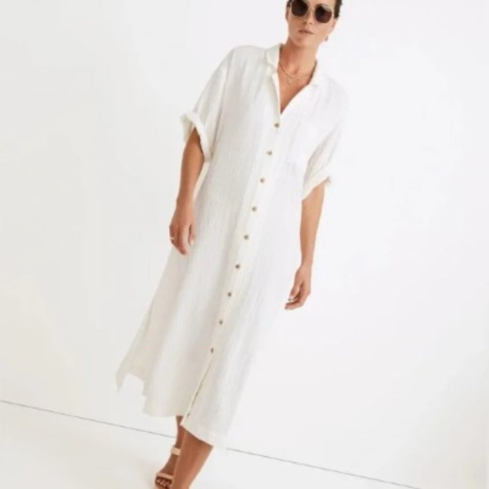 Madewell Lightestspun Cover-Up Maxi Shirt Dress Size XS